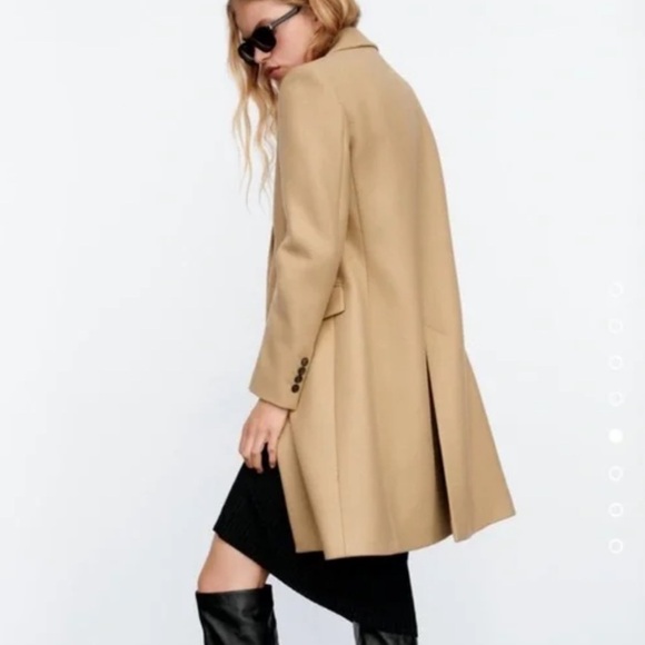Zara wool blend tan camel long coat size small - Picture 2 of 16
